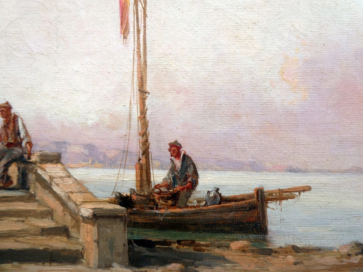 Paul Bistagne (1850-1886) Pêcheurs Au Bord De Mer-photo-1