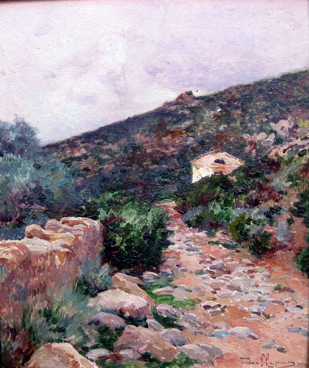 David Dellepiane (1866-1932) Cabanon Dans Un Paysage Provençal