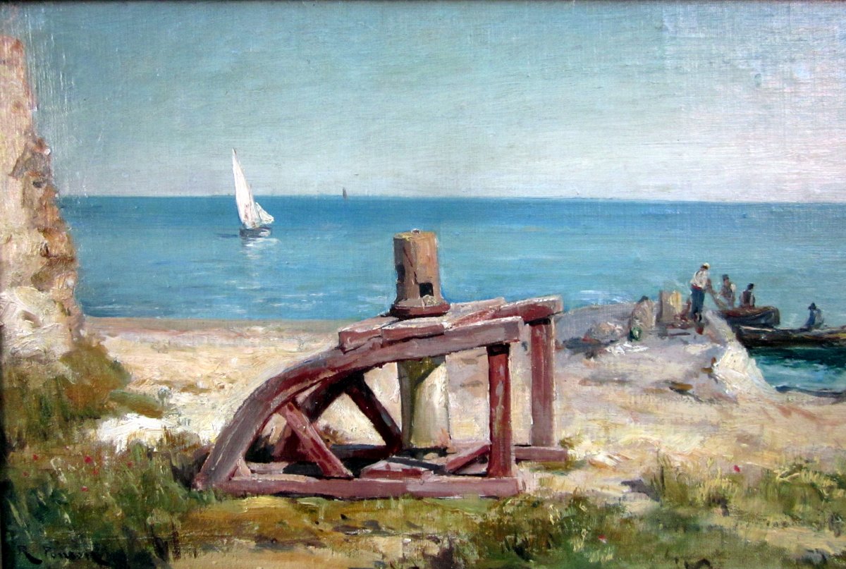 Raphaël Ponson (1835-1904) Capstan By The Sea-photo-3