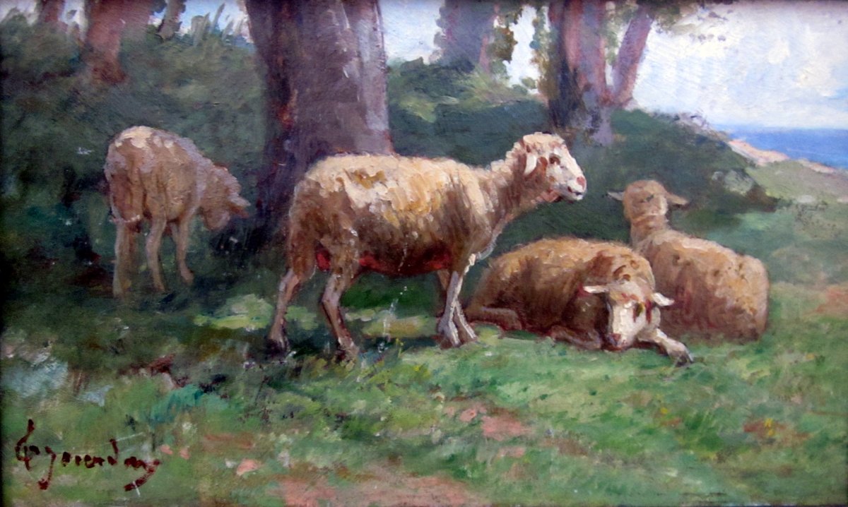 Théodore Jourdan (1833-1908) Moutons Au Repos