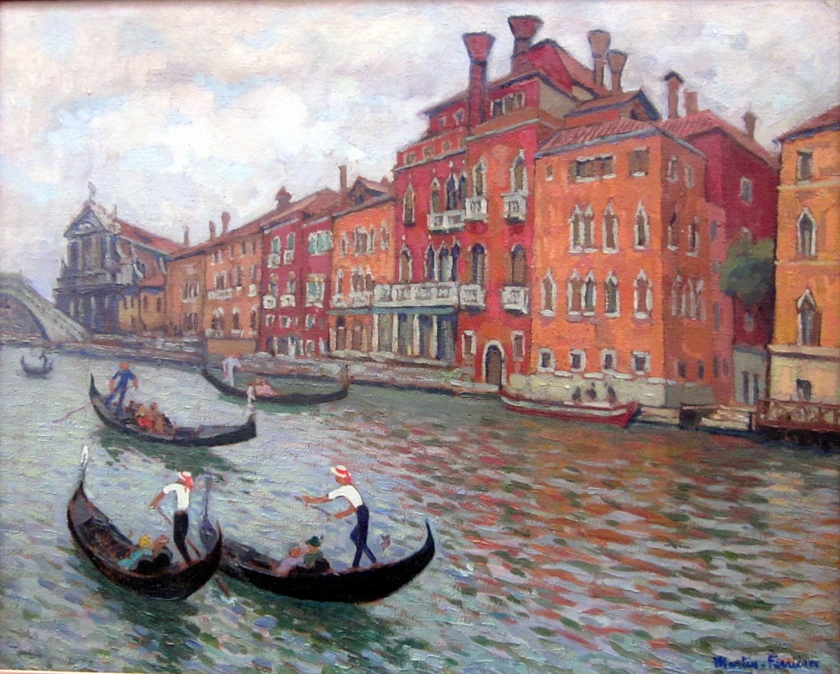 Jacques Martin Ferrières (1893-1972) Venise, Les Palais Rouges-photo-2