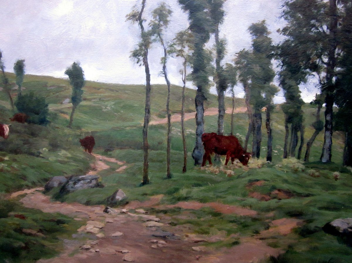 Walter Biddlecombe (1855-1903) Landscape With Cows-photo-2