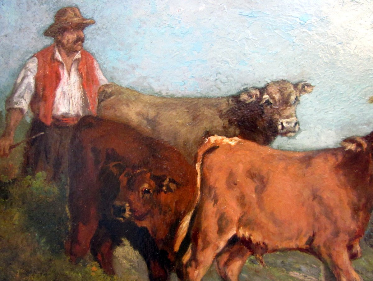 François Simon (1818-1896) The Bouvier Leading His Calves-photo-2