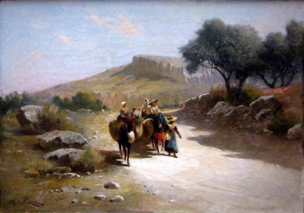 Honoré Boze (1830-1909) Return From Picking Lavender In Haute Provence