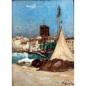 Victor Coste (1844-1923) Filets De Pêche Sur Le Quai à Agde