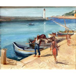 Pierre Favre (1906-1983) Characters On The Quay In Cassis