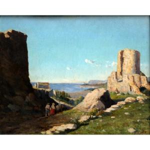 Louis Edouard Cauvin (1816-1900) Old Ruins On The Heights Around Toulon
