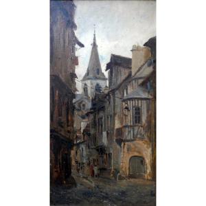 Raphaël Ponson (1835-1904) La Rue Des Matelas à Rouen, Normandie