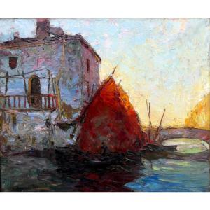 Louis Bonamici (1878-1966) Voile Latine à Martigues