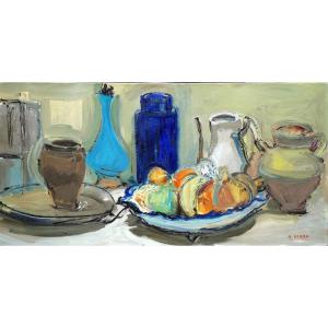 Antoine Serra (1908-1995) Still Life With Fruits And Vases