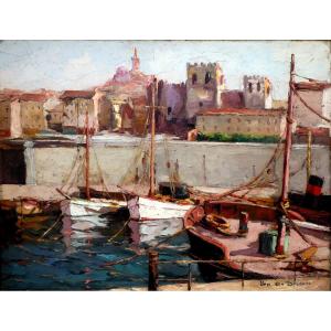 Fernand Van Den Bussche (1892-1975) Le Bassin Du Carénage Dans Le Vieux Port De Marseille