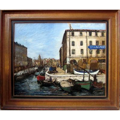 Marcel Leprin (1891-1933) Marseille, The Place Aux Huiles And The Quai Du Canal