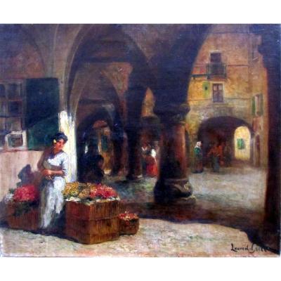 Laurent Gsell '1860-1944) Flower Seller Under The Arcades