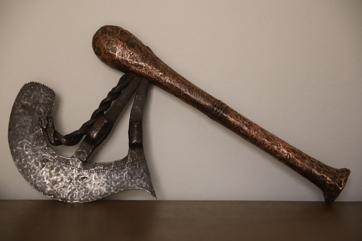 Prestige Wrought Iron And Copper Axe - Songye, Drc, Zaire, 2nd Half Of The 19th And Early 20th Century-photo-2