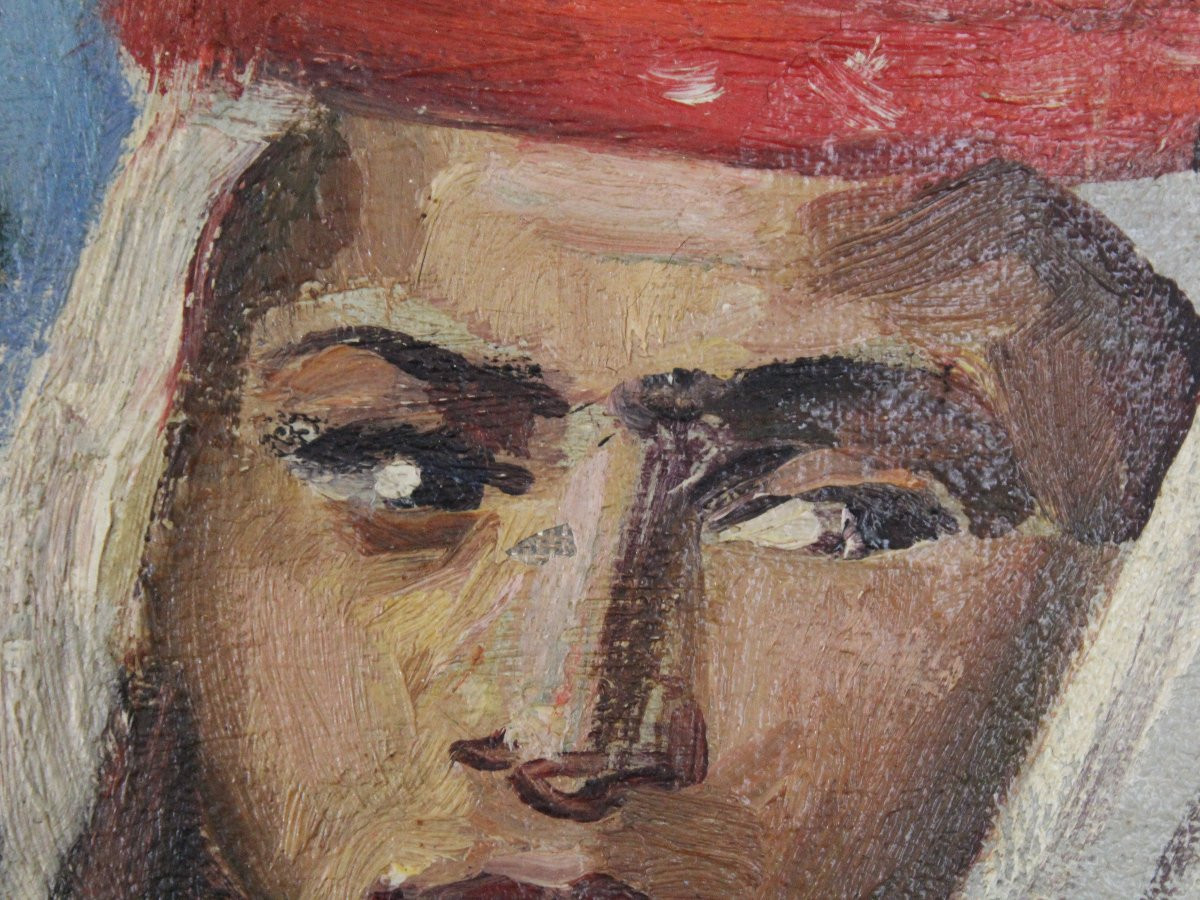 Huile Sur Toile Orientaliste Présentant Une Jeune Fille Kabyle - Jean Hurstel, 1936-photo-3