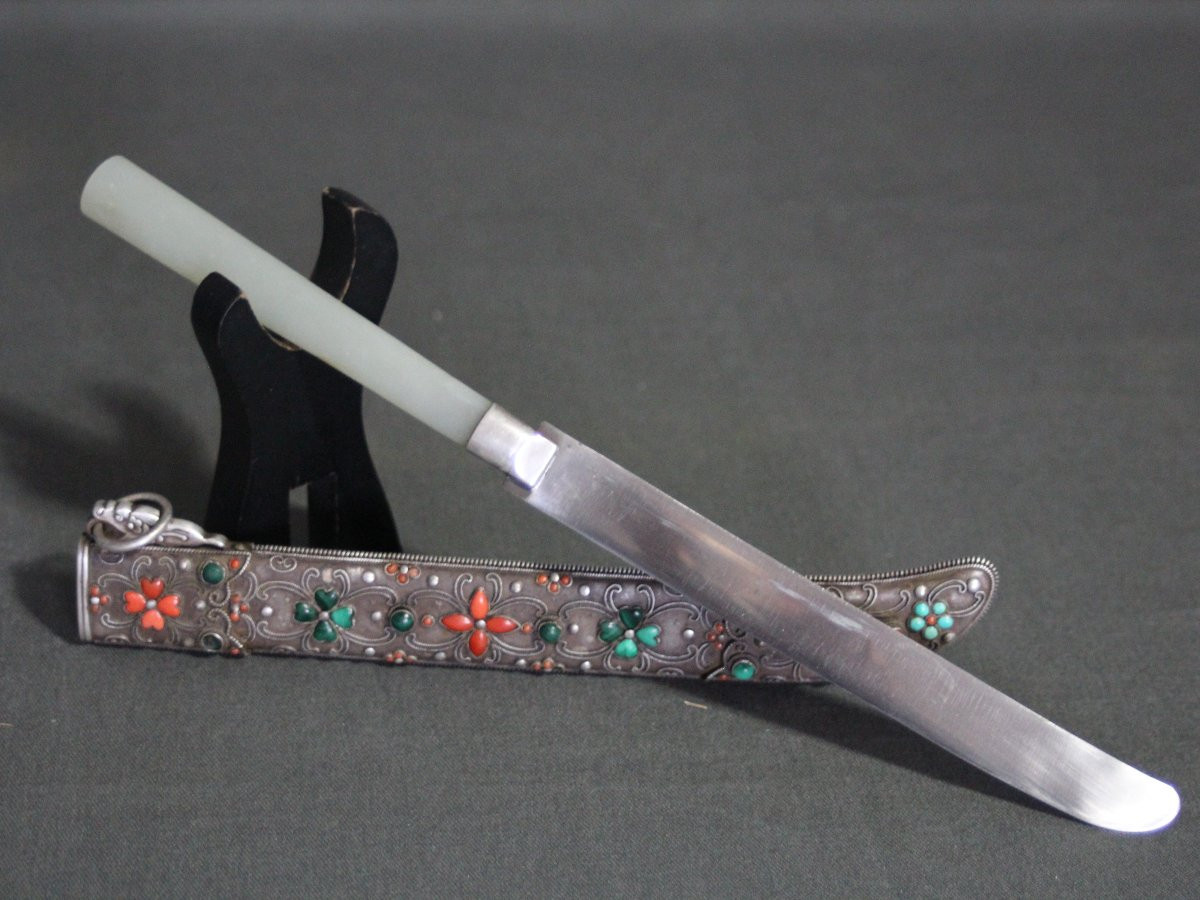 Chinese Jade Handle Knife - China, Late 19th Century-photo-4