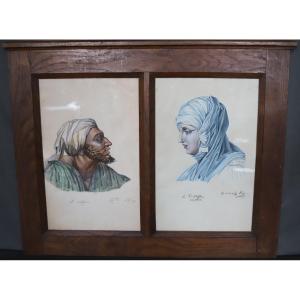 Deux Aquarelles Orientalistes Datées De 1827 - Attribué à Johannes Notz (1802-1862)