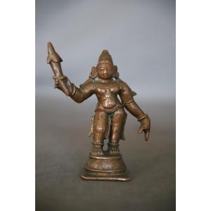 Petit Bronze Indien En Représentation De Skanda - Inde Du Sud, 19ème Siècle Ou Antérieur