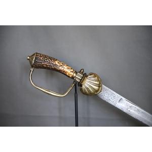 Hunting Saber Antler Handle - 2nd Half Of The 18th Century