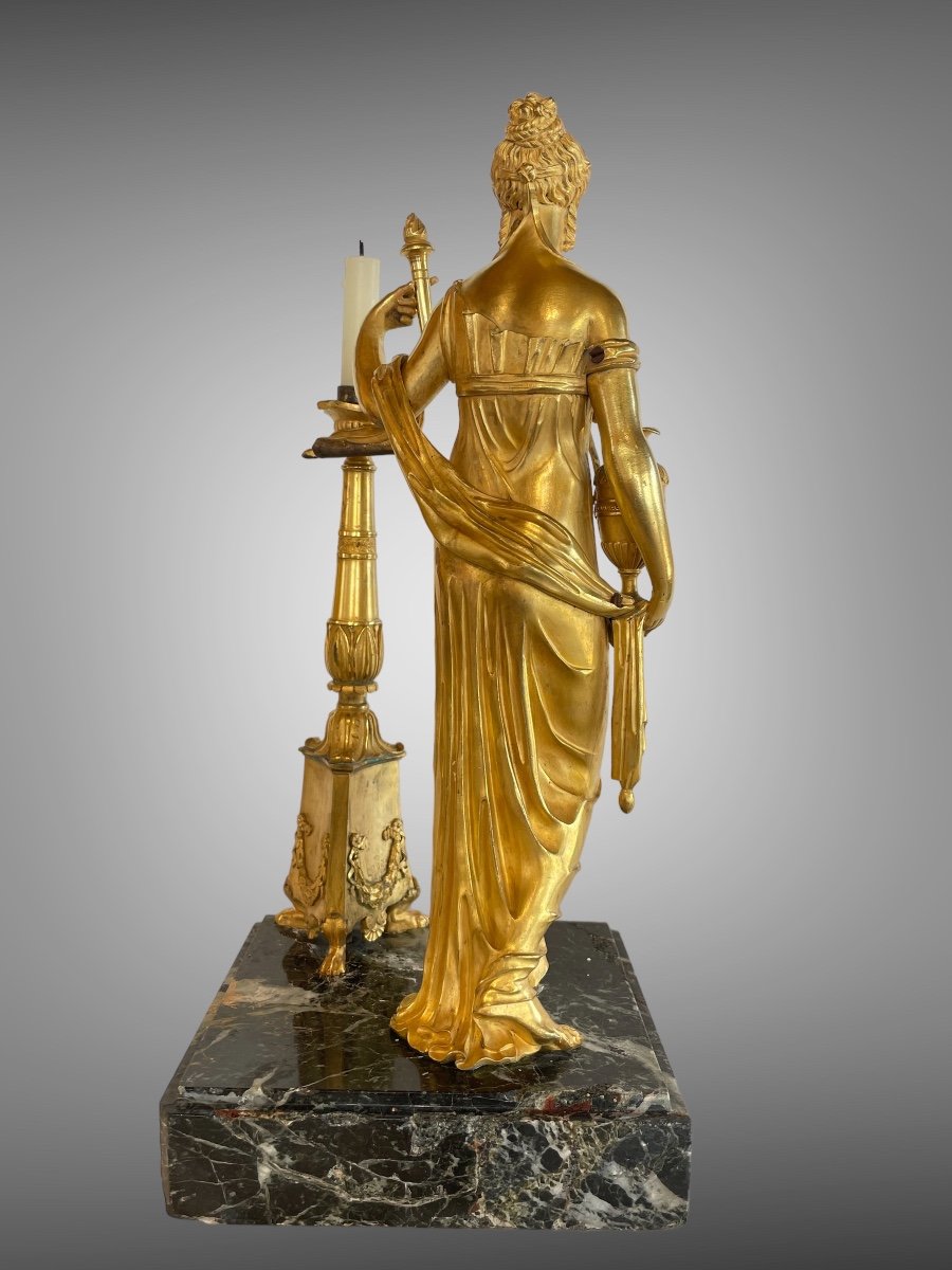 Vestal In Gilt Bronze. First Empire Period.-photo-4