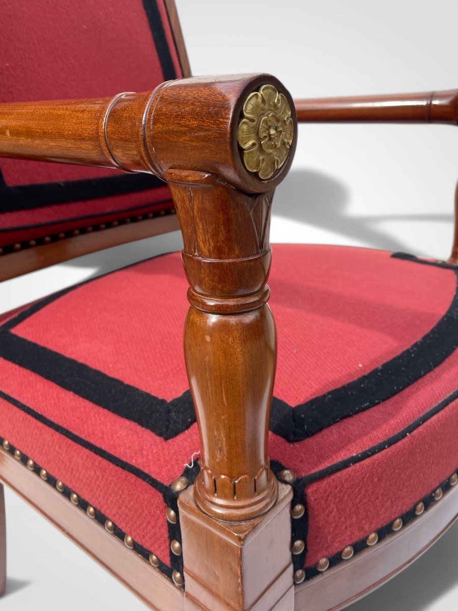 Pair Of Mahogany Armchairs From The First Empire Period.-photo-3