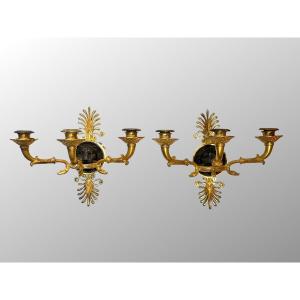 Pair Of Lion Sconces. First Empire Period.