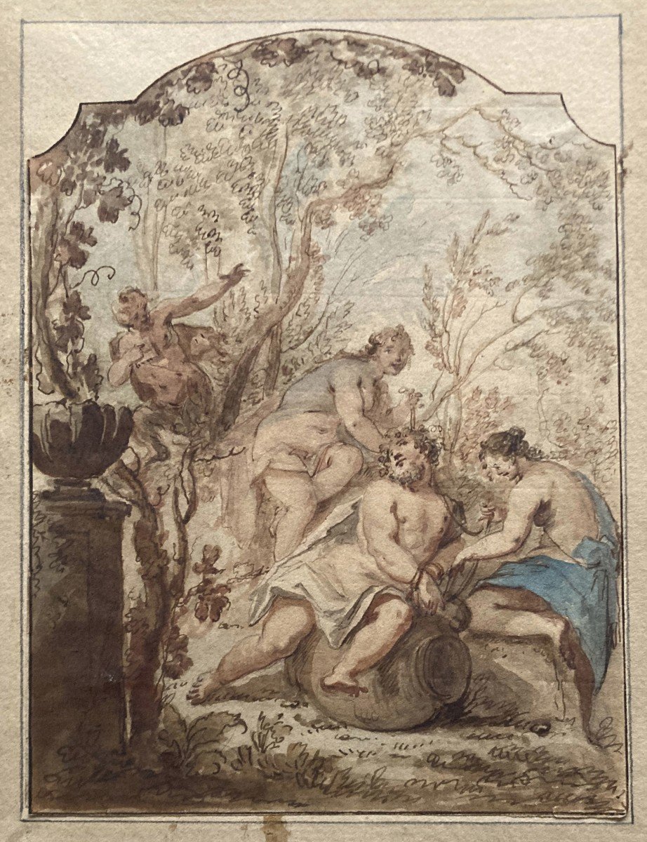 Witt Jacob De (1695-1754) Dutch School "mythological Subject"drawing/pen, Brown Wash,watercolor