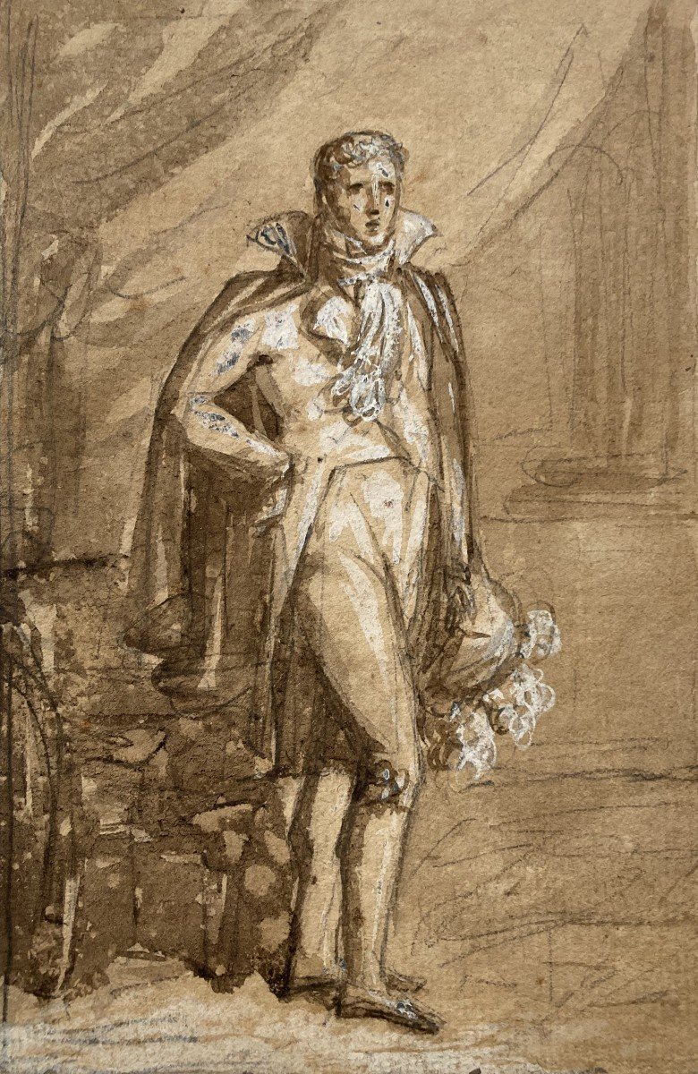 GERARD François (1770-1837) "Portrait présumé d'Eugène de Beauharnais" Dessin/Crayon noir,lavis