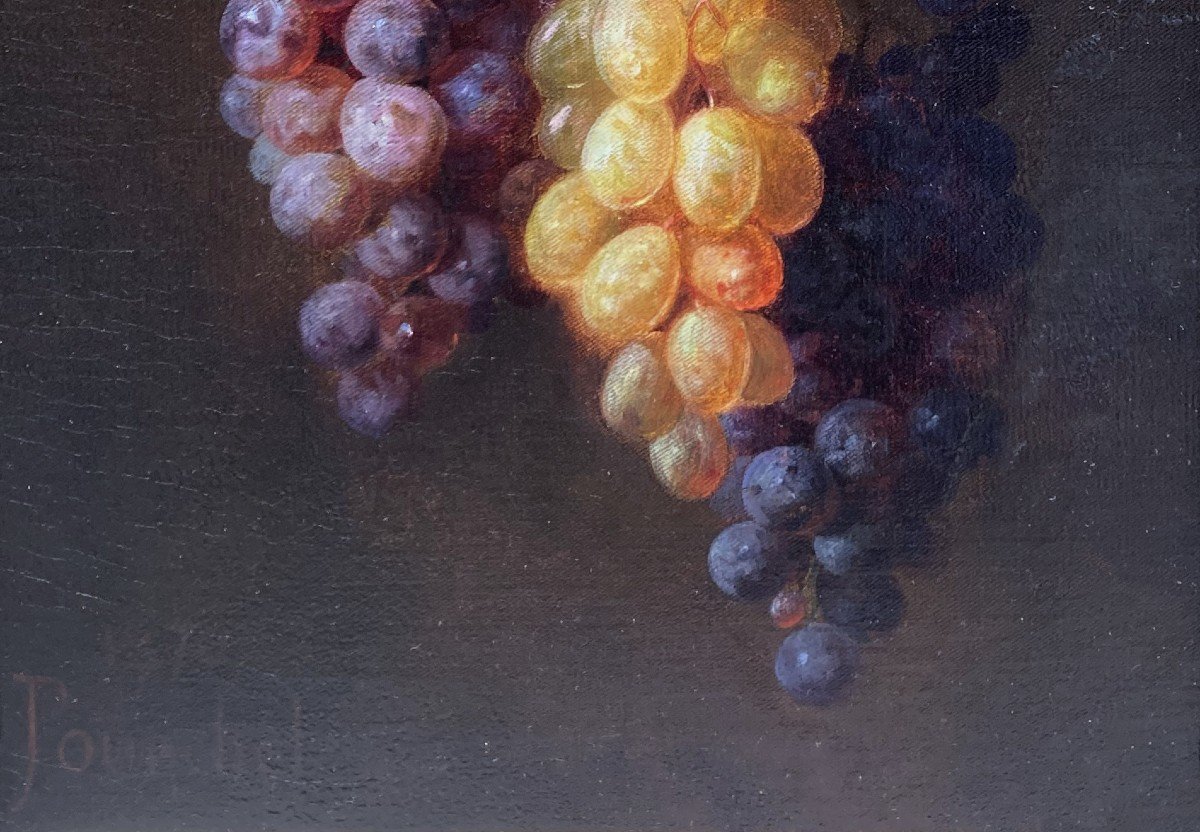 Pourchet Edouard (1839-1888) "grapes" Oil On Canvas, Signed, 19th Frame-photo-3