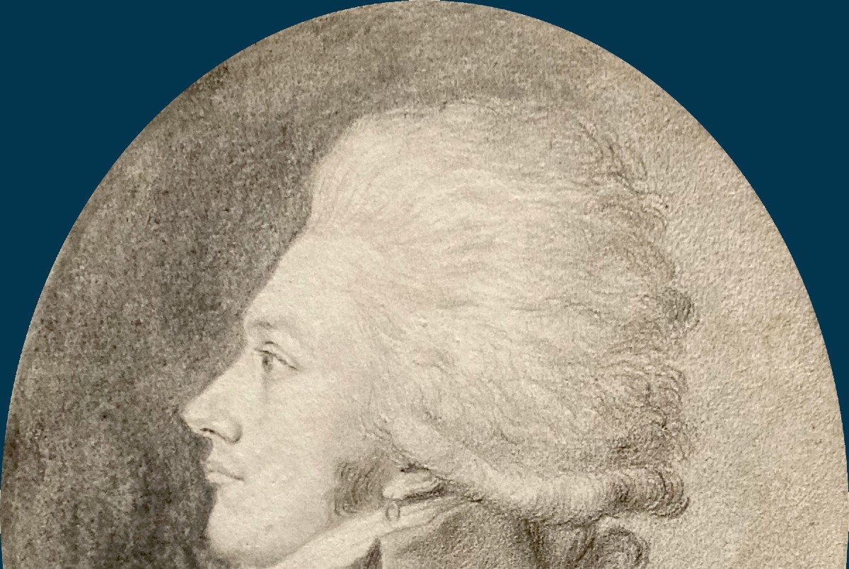 GUERIN Jean-Urbain (1761-1836) "Portrait d'Alexandre DE LAMETH" Dessin à la pierre noire-photo-2