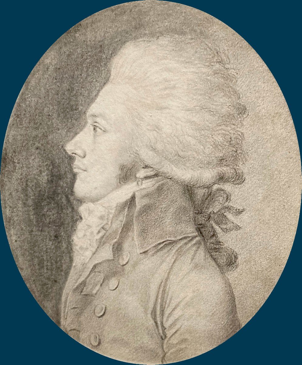 GUERIN Jean-Urbain (1761-1836) "Portrait d'Alexandre DE LAMETH" Dessin à la pierre noire