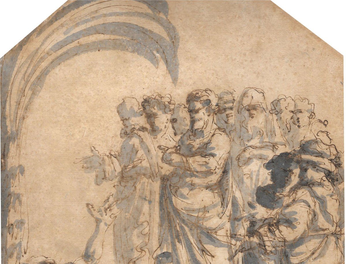 Piattoli Giuseppe (1743-1823) Italian School "scene From Ancient History" Drawing/pen, Wash-photo-2