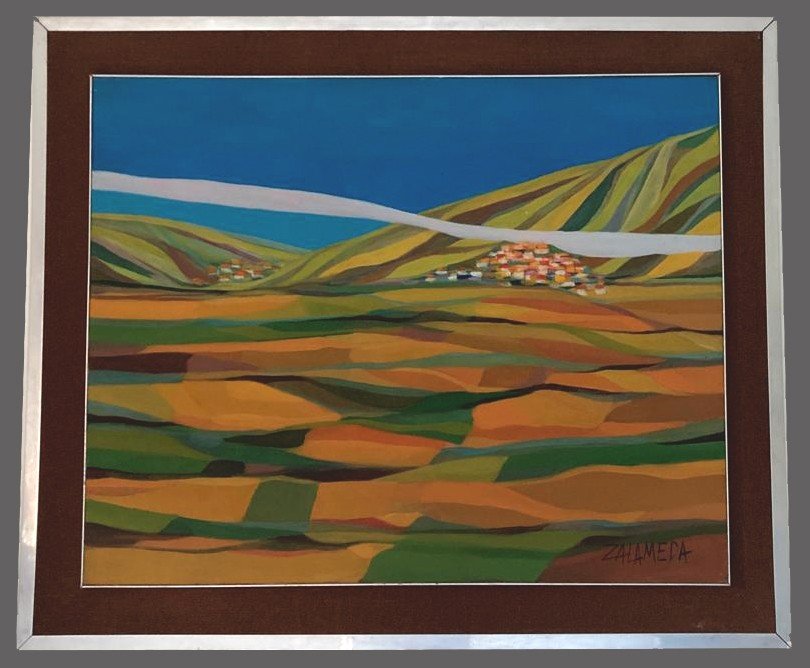 ZALAMEDA Oscar (1930-2010) Artiste Philippin"Paysage du Liban" Huile/toile, Signé, Provenance-photo-2