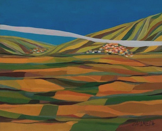 ZALAMEDA Oscar (1930-2010) Artiste Philippin"Paysage du Liban" Huile/toile, Signé, Provenance