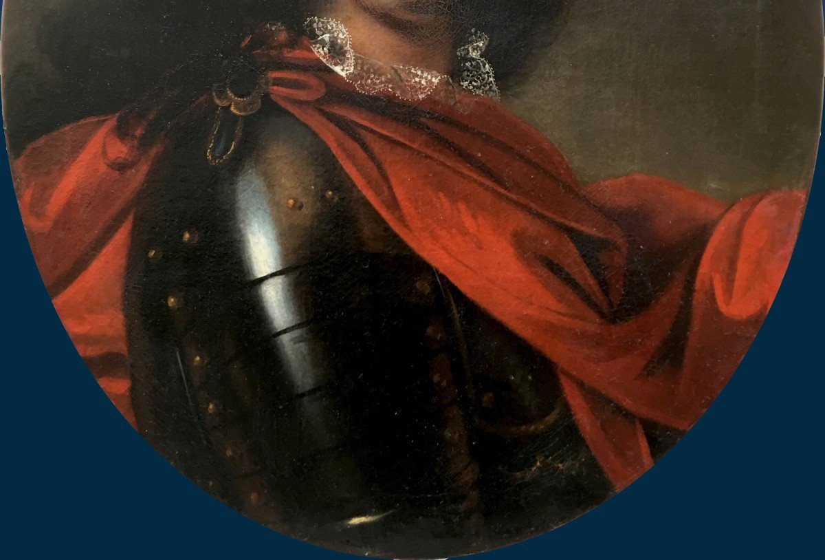 Jouvenet François Dit Le Jeune (1664-1749) "man In Armor" Oil/canvas, Signed, Dated, Beautiful Frame-photo-3