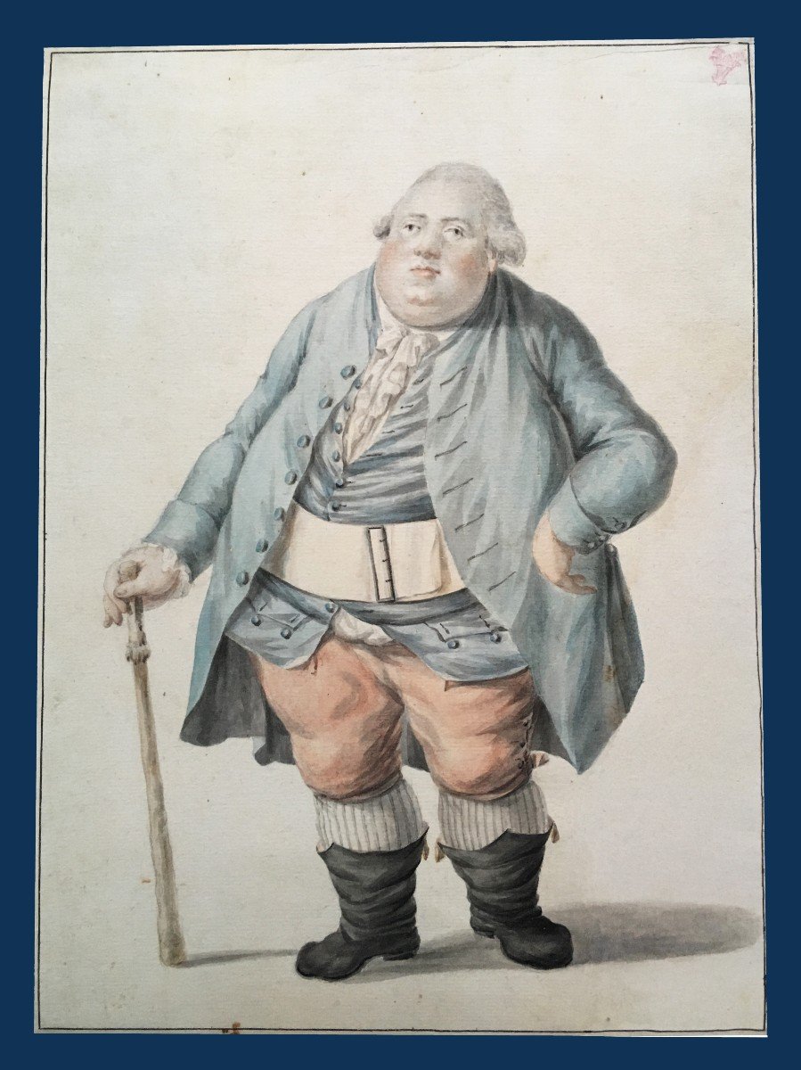 English School Late 18th Century "portrait Of A Man" Watercolor, Provenance, Stamp