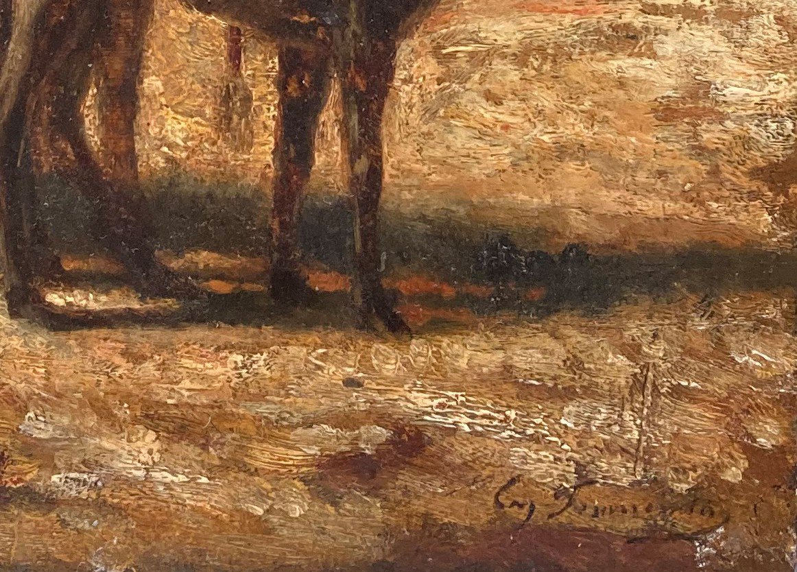 Fromentin Eugène (1820-1876) "characters And Camels" Oil/panel, Signed, Dated, 19th Century Frame-photo-4