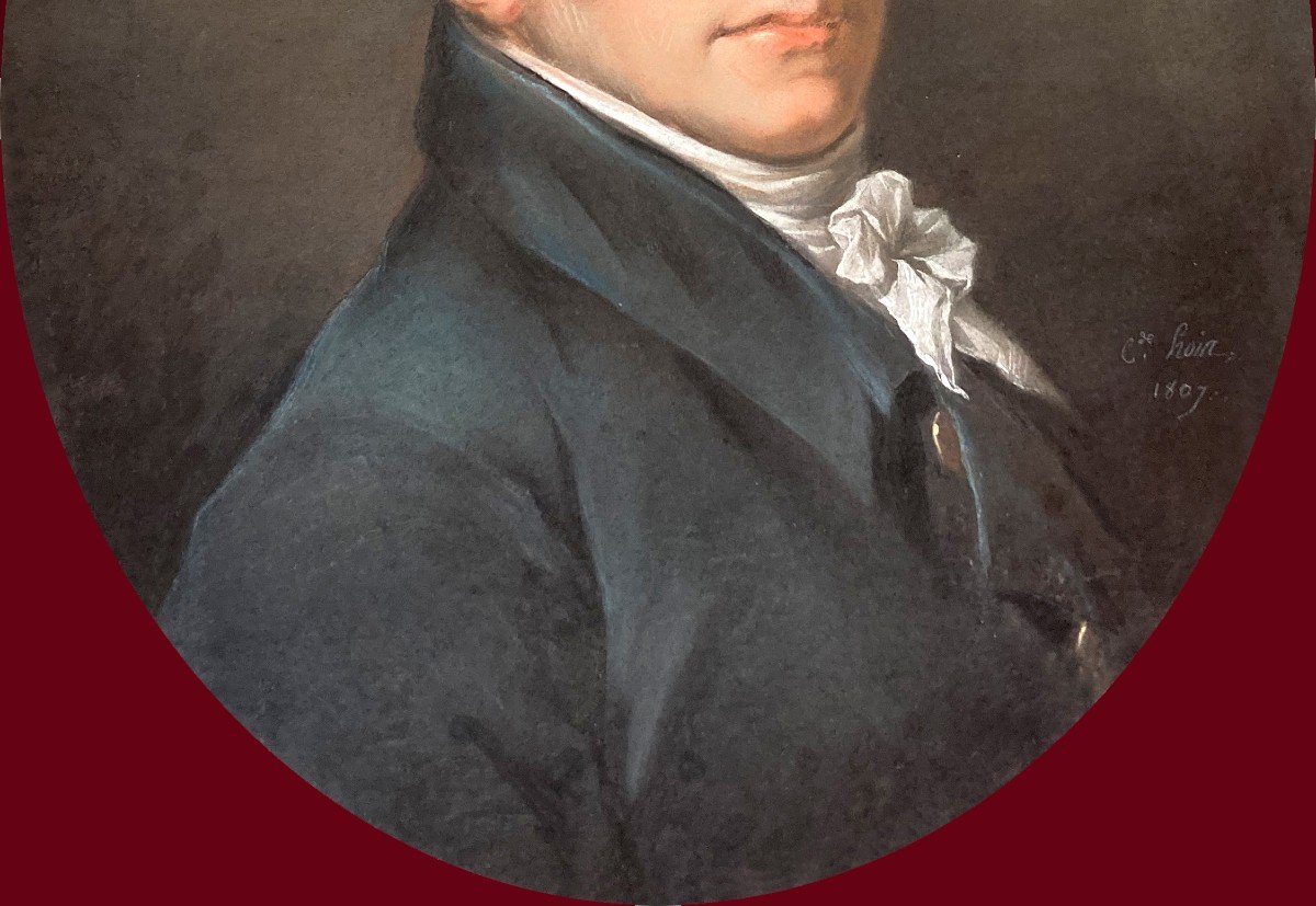 Hoin Claude (1750-1817) "portrait Of Baron Charles Esprit De Bois d'Aisy" Pastel, Signed And Dated-photo-3