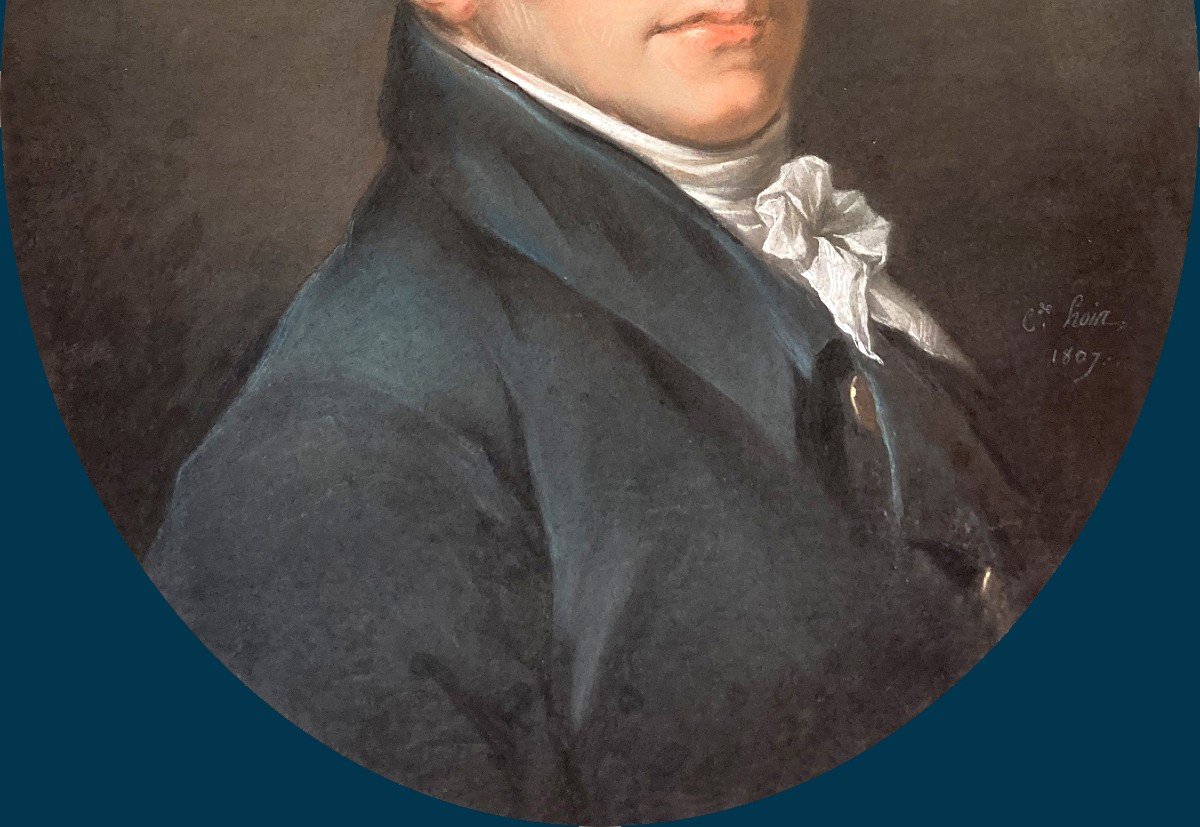 HOIN Claude (1750-1817) "Portrait du Baron Charles Esprit de Bois d'Aisy" Pastel, signé et daté-photo-3