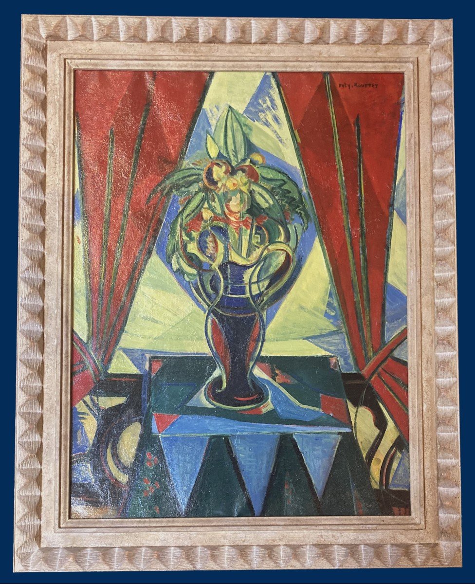 Moutet Fély (1893-1951) "still Life" Oil On Canvas, Signed, Modern Frame