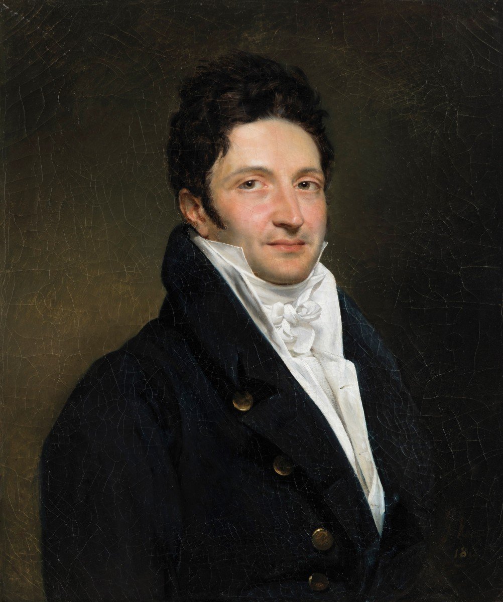 ROUGET Georges (1783-1869) Elève de DAVID "Portrait d'homme" Huile sur toile, Signé, daté,Cadre