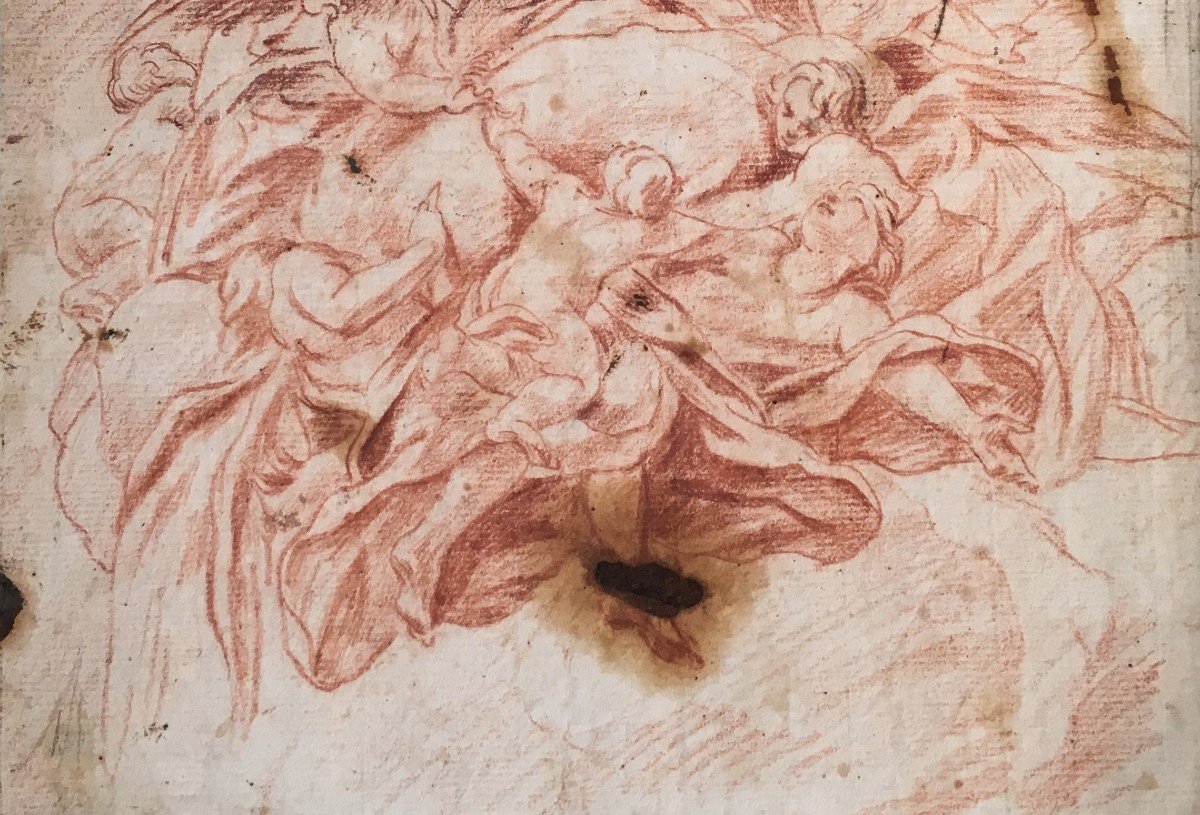 Italian School 17th Century "a Saint" Drawing In Red Chalk-photo-3