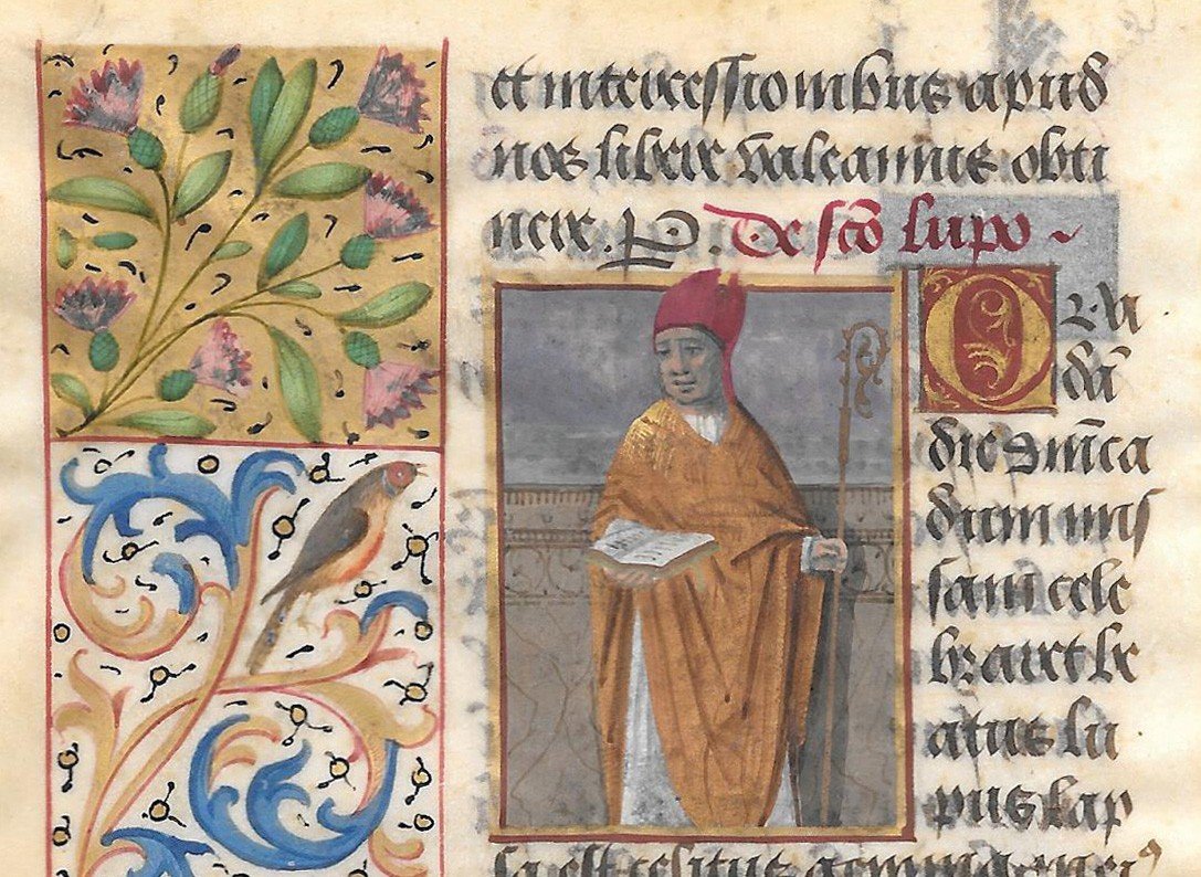 French School Late 15th Century "saint Loup, Bishop Of Sens", Illumination, Ink And Gouache/velum-photo-2