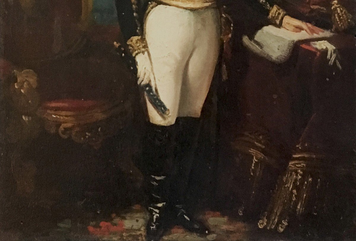 Billet Etienne (1821-1888) "portrait/jérôme Bonaparte,brother Of Napoleon 1st" Oil/panel,signed-photo-4