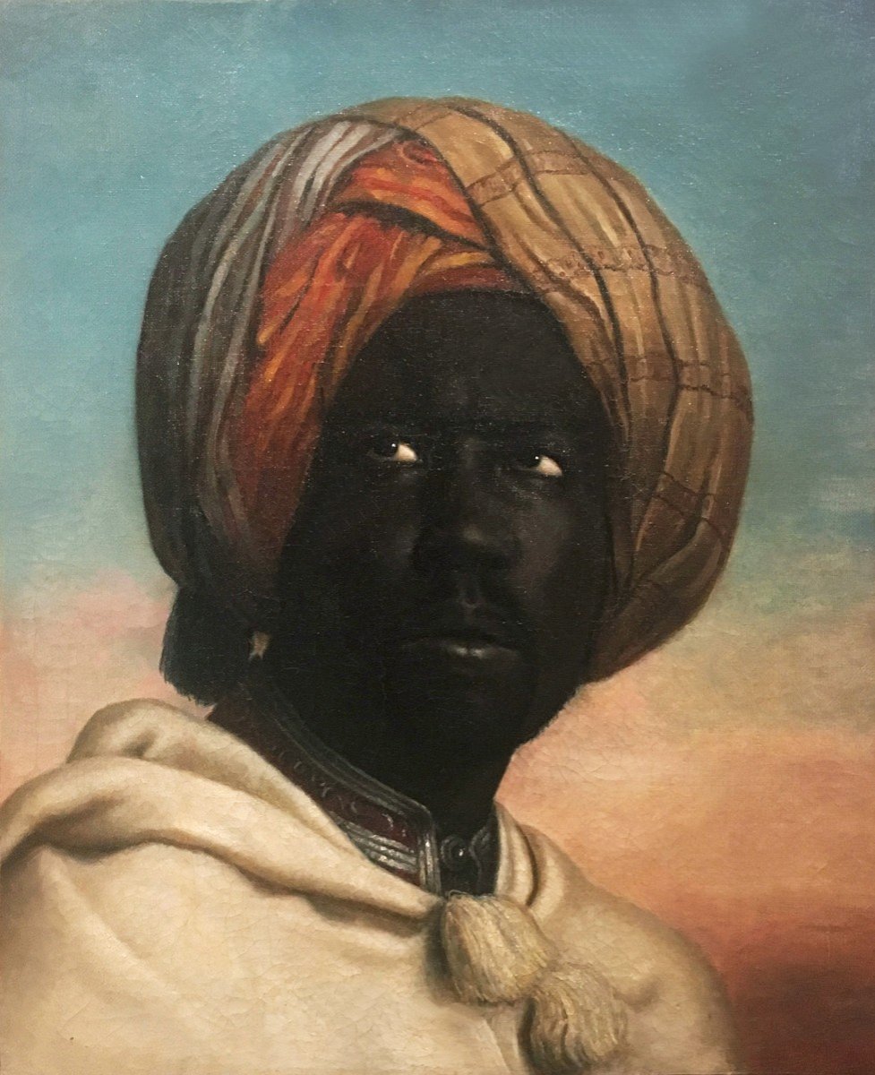 ECOLE FRANÇAISE 19E, Attribution suggérée à Horace VERNET "Portrait d'un Maure" Huile sur toile