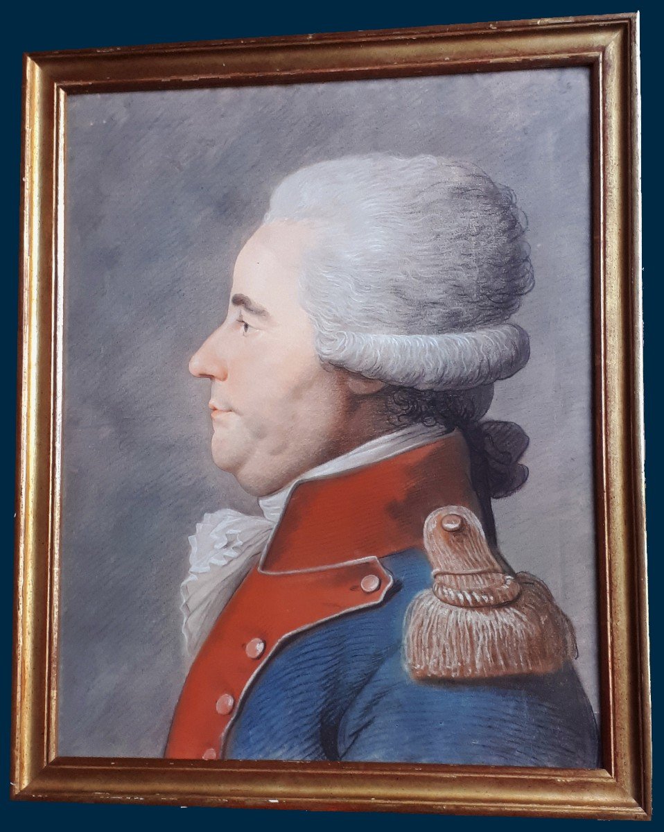 French School Late 18th Century "a Soldier" Pastel Drawing, Late 18th Century Frame