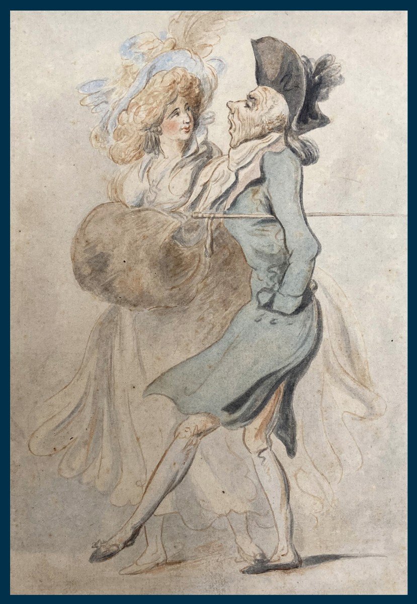 ROWLANDSON Thomas (1756-1827) ECOLE ANGLAISE "Personnages" Dessin à l'aquarelle