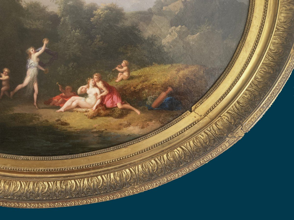 VALLIN Antoine (1760-1831)Elève de DAVID et DOYEN "Nymphes ds un paysage"Huile/Toile,Signé,daté-photo-2