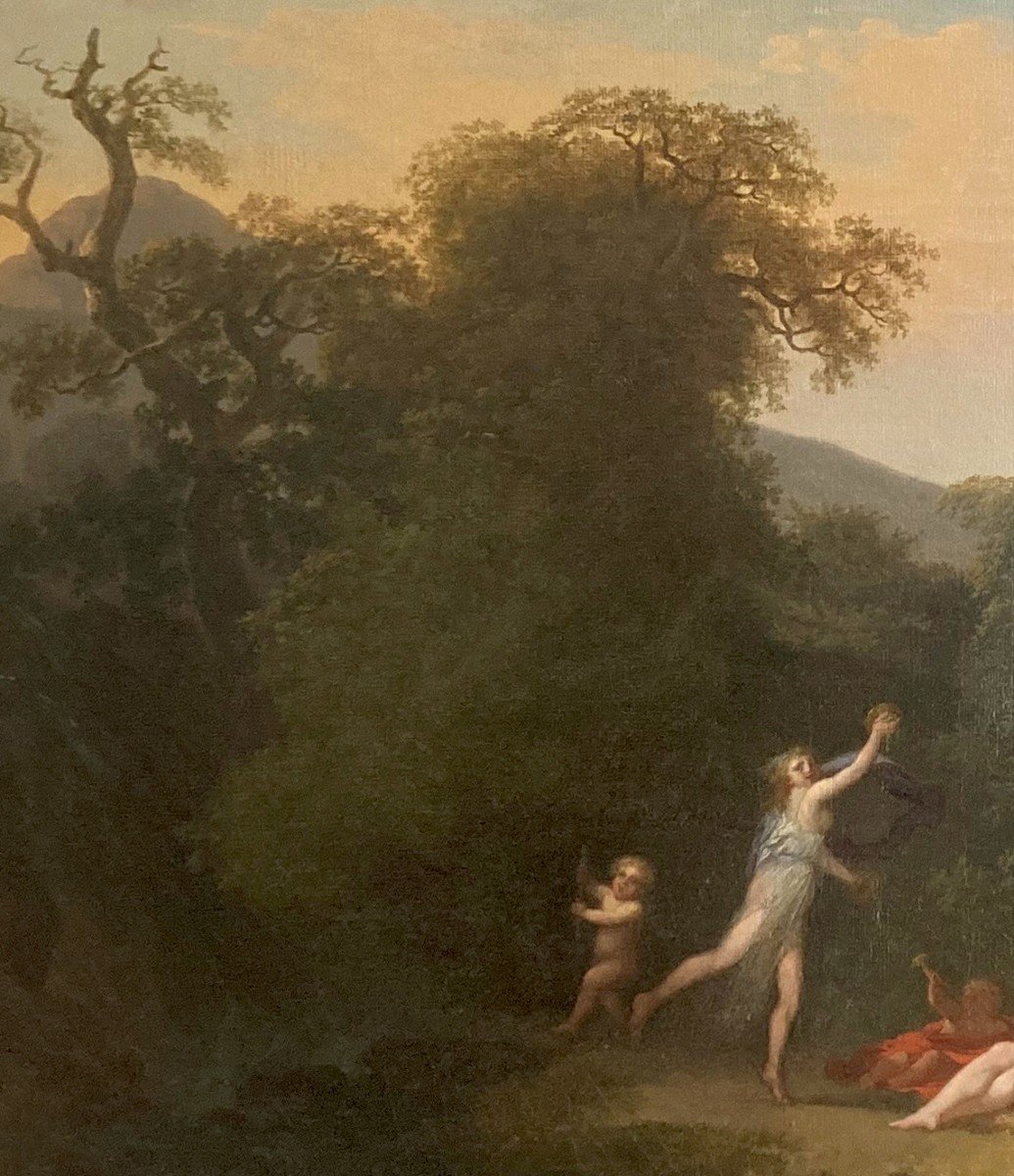 Vallin Antoine (1760-1831) Student Of David And Doyen "nymphs In A Landscape" Oil/canvas, Signed, Dated-photo-3