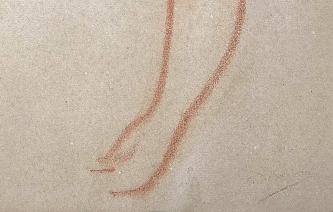 Derain André (1880-1954) "reclining Female Nude" Red Chalk Drawing, Signed-photo-4